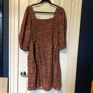 Brown zebra Ava & Viv dress with pockets size X. NWT.